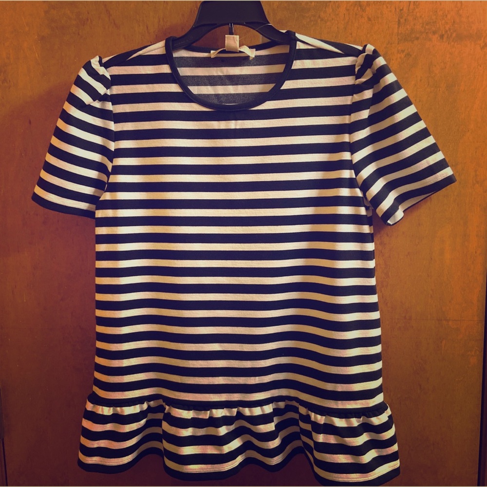 Michael Kors Collection Black/White Peplum Shirt